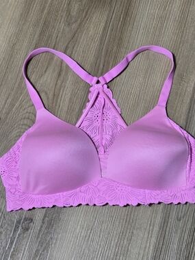 aerie Pink Lace Racerback Bra with Molded Cups